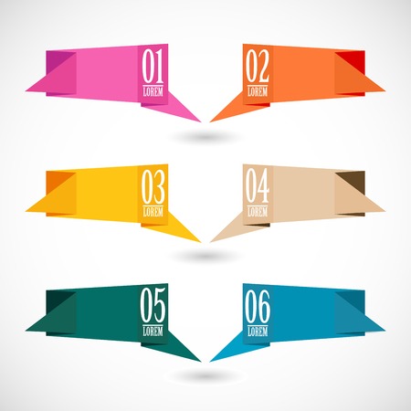 Origami banners set, vector illustrationのイラスト素材