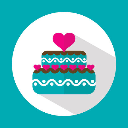 Valentine cake, flat icon with long shadow, vector illustrationのイラスト素材