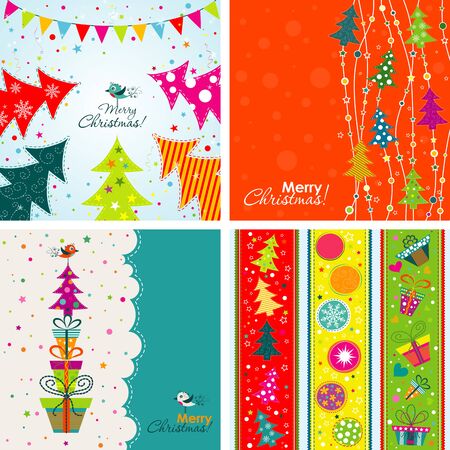 Template Christmas greeting card, ribbon, packaging tape, vector illustrationのイラスト素材