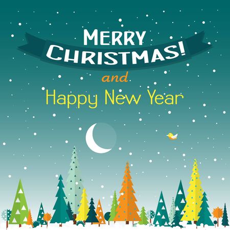 Template Christmas greeting card with a tree, vector illustrationのイラスト素材