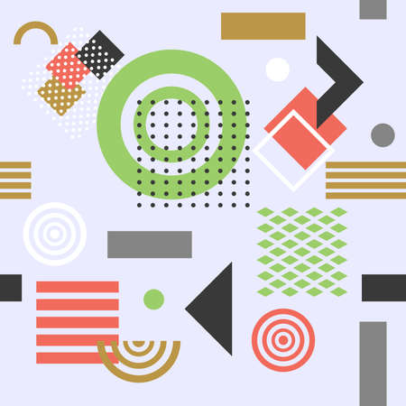 Trendy seamless geometric pattern, vector illustration with line elements and abstract geometric figures. Design backgrounds for wallpaper, cards, invitation, brochure, and promotion template.のイラスト素材
