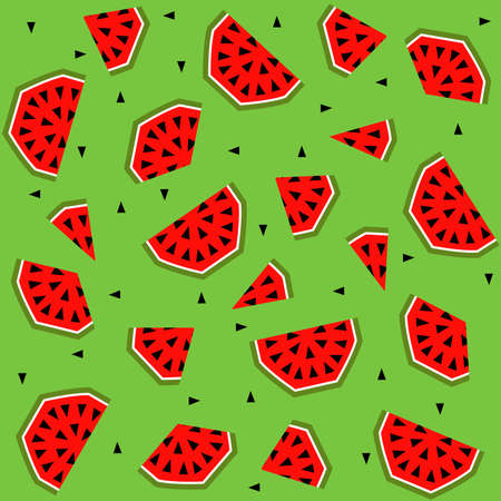 Summer seamless pattern with watermelon. Trendy seasonal vector background, brochure template.