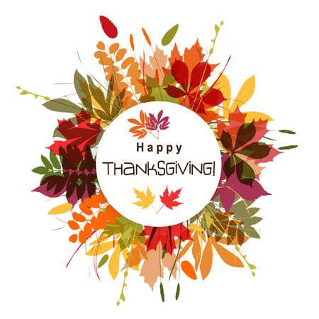 Template greeting card with a happy Thanksgiving, vector illustrationのイラスト素材