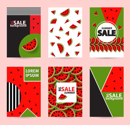 Trendy Memphis style watermelon geometric pattern.のイラスト素材