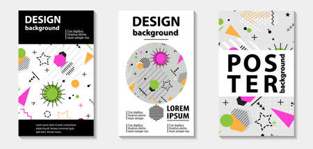 Trendy memphis style template covers design. Vector illustration with line elements and abstract...