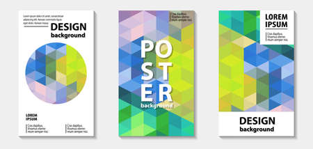 Colorful  mosaic template geometric covers design. Vector illustration with gradients. Minimalistic geometric patterns.  Design backgrounds for brochure and promotion template.のイラスト素材