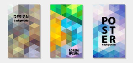 Trendy colorful mosaic template covers design. Geometric vector pattern gradients.  Design backgrounds for brochure and promotion template.のイラスト素材