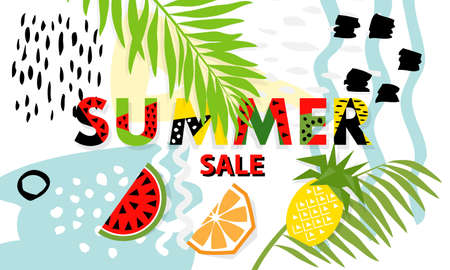 Trendy tropic and fruit pattern covers set. Design floral backgrounds for booklet, cards, invitation, brochure and promotion. Vector illustrationのイラスト素材