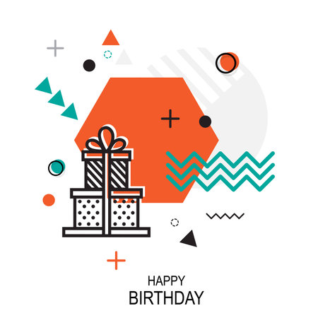 Trendy style geometric pattern with Gift, vector illustration with line elements and abstract geometric figures. Design backgrounds for wallpaperのイラスト素材