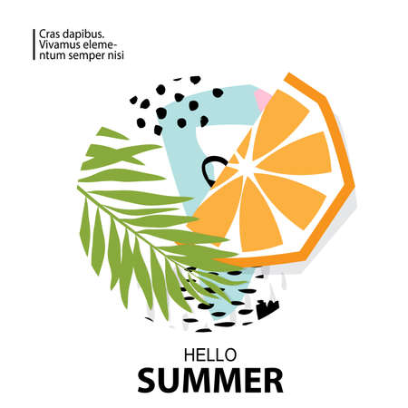 Trendy tropic and orange background. Design background for booklet, cards, invitation, brochure and promotion. Vector illustrationのイラスト素材