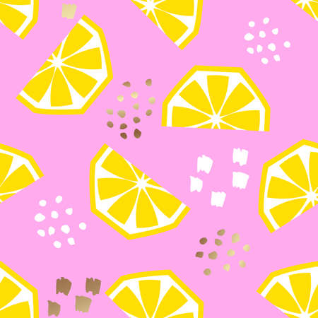 Seamless lemon geometric pattern, vector illustration. Design backgrounds for invitation, brochure and promotion templateのイラスト素材