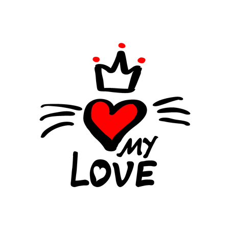 Fashion girl background with heart crown. Design backgrounds for stickers, t shirt graphics, prints, posters, cards . Vector illustrationのイラスト素材