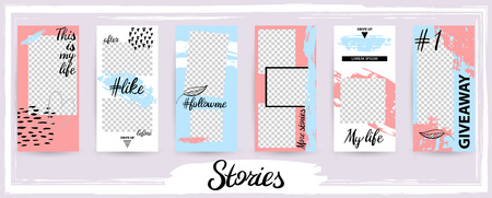 Trendy editable template for social networks stories, vector illustration. Design backgrounds for social media.のイラスト素材