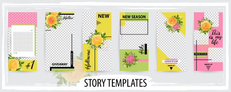 Trendy editable template for social networks stories, vector illustration. Design backgrounds for social media.のイラスト素材