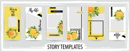 Trendy editable template for social networks stories, vector illustration. Design backgrounds for social media.のイラスト素材