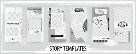 Trendy editable template for social networks stories, vector illustration. Design backgrounds for social media.のイラスト素材