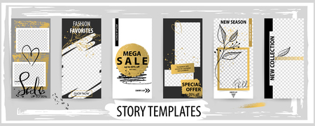 Trendy editable template for social networks stories, vector illustration. Design backgrounds for social media.のイラスト素材