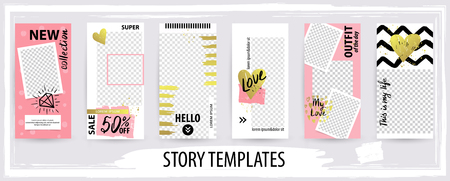 Trendy editable template for social networks stories, valentine vector illustration. Design backgrounds for social media.のイラスト素材