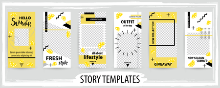 Trendy editable template for social networks stories, vector illustration. Design backgrounds for social media.のイラスト素材