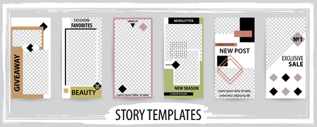 Trendy editable template for social networks stories, vector illustration. Design backgrounds for social media.のイラスト素材