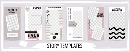 Trendy editable template for social networks stories, vector illustration. Design backgrounds for social media.のイラスト素材