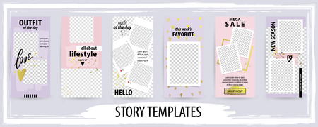Trendy editable template for social networks stories, vector illustration. Design backgrounds for social media.のイラスト素材