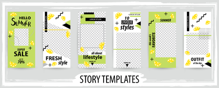 Trendy editable template for social networks stories, vector illustration. Design backgrounds for social media.のイラスト素材
