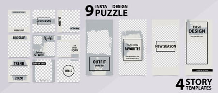 Trendy editable template for social networks stories and posts, vector illustration. Design...