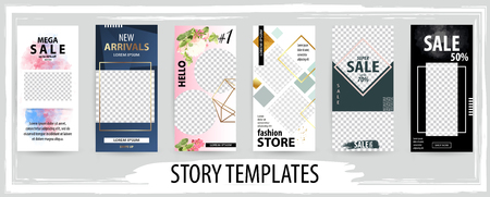 Trendy editable template for social networks story, vector illustration. Design backgrounds for social media.のイラスト素材