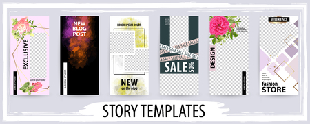 Trendy editable template for social networks story, vector illustration. Design backgrounds for social media.のイラスト素材