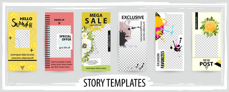 Trendy editable template for social networks story, vector illustration. Design backgrounds for social media.のイラスト素材