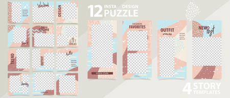 Trendy editable template for social networks stories and posts, vector illustration.のイラスト素材