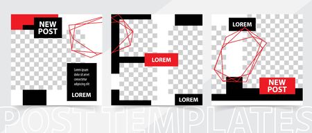 Trendy editable square template for social networks posts, vector illustration. Design backgrounds for social media.のイラスト素材