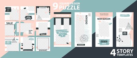 Trendy editable template for social networks stories and posts, vector illustration. Set of  story...
