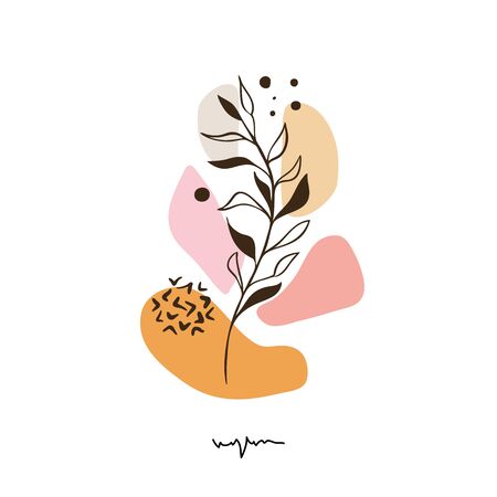 Hand drawn abstract floral background isolated on white. Vector flower background  for paper, cover, fabric, interior decor.のイラスト素材