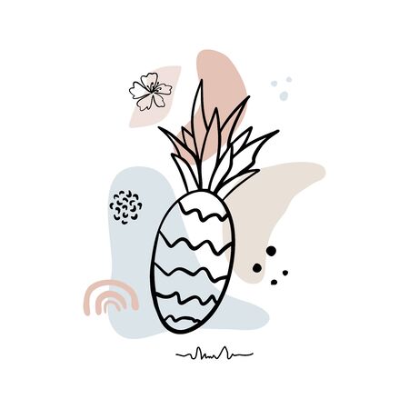 Hand drawn abstract background isolated on white. Vector ananas background  for social media, cover, fabric, interior decor.のイラスト素材