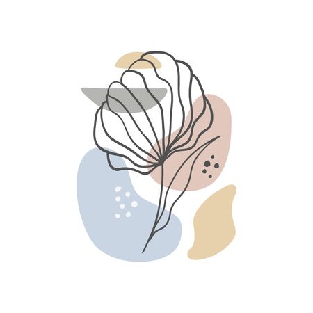 Hand drawn abstract floral background isolated on white. Vector flower background  for social media, cover, fabric, interior decor.のイラスト素材