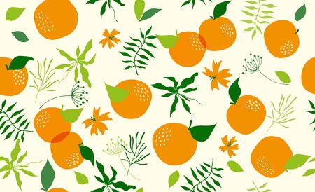 Seamless pattern with orange. Vector hand draw citrus background  for wallpaper, cover, fabric,...