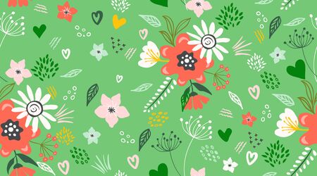 Seamless flower pattern.  Vector hand draw floral background for wallpaper, cover, fabric, textileのイラスト素材