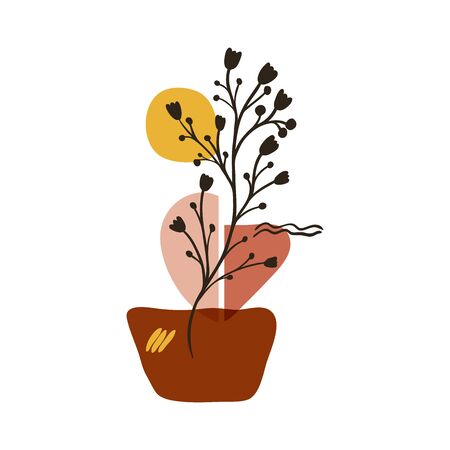 Abstract floral art vector leaves background. Hand draw leaves and flower art background for social media, cover, case, fabric, interior decor.のイラスト素材