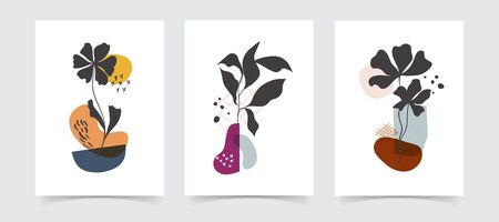 Abstract floral art vector leaves background. Hand draw leaves and flower art background for textile, cover, case, fabric, interior decor.のイラスト素材