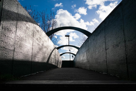 A Pedestrian Bridge over a Railroad. Londonの写真素材