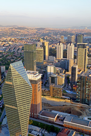 Office Buildings with Bosphorus Bridge Viewの写真素材