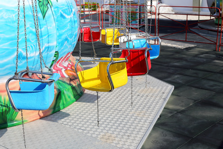Swings in Amusement Parkの写真素材