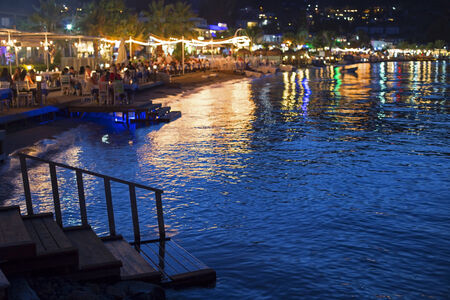 Night View of Bodrum Golturkbuku Bay, Turkey, 2014の写真素材