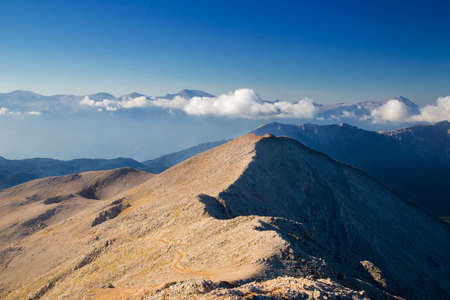 Sun set scene top of the Tahtali Mountain near Antalya, Turkey, 2014の写真素材
