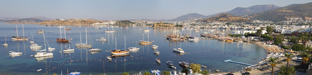 High angle panoramic view of Bodrum Castle on Turkish Rivieraのeditorial素材