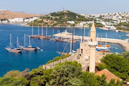View of Halikarnas, Bodrum marina from Bodrum Castle on Turkish Rivieraのeditorial素材