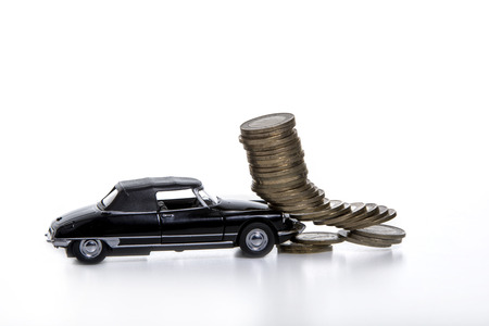 Hitting the coin toy car.