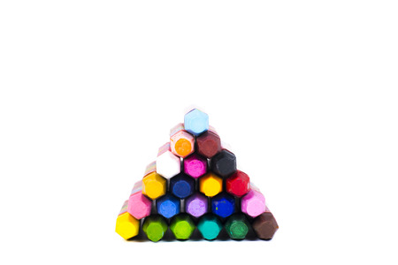 Multicolored crayons pyramidの写真素材